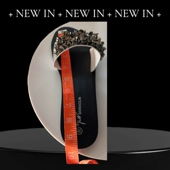 Black Sequin Slides Sandals Size 10 Y2K - Picture 8 of 14